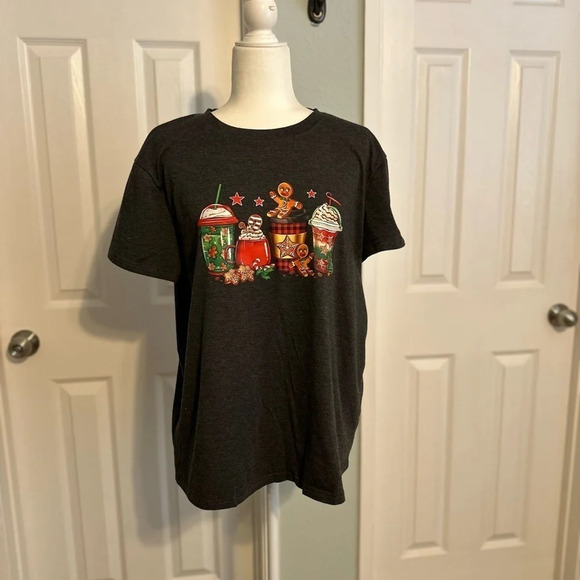 Gingerbread Man Frappuccino Print TShirt Size: 2XL - Picture 3 of 5